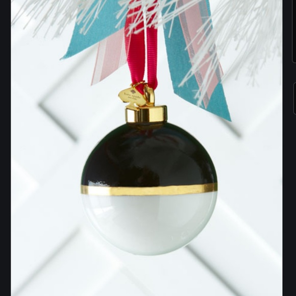 kate spade Holiday Kate Spade Black White Pink Ribbon Christmas